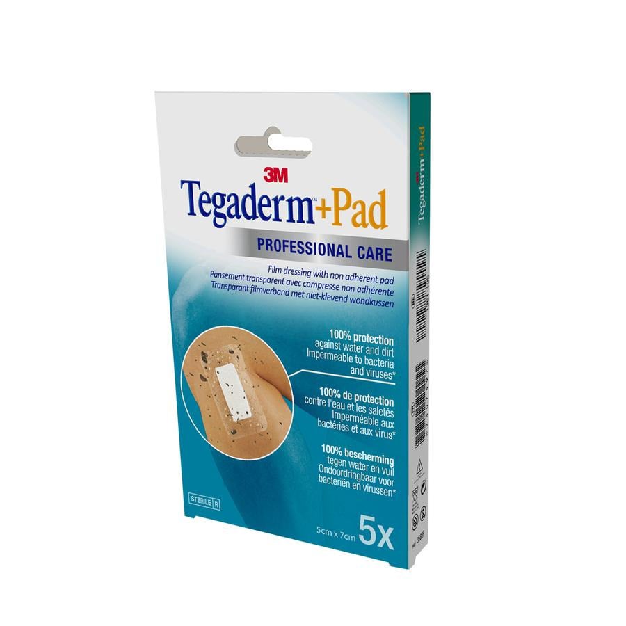 Image of Tegaderm + Pad 3M Transparant Steriel 5x7cm 5 Stuks