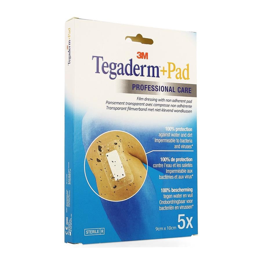 Image of Tegaderm + Pad 3M Transparant Steriel 9cmx10cm 5 Stuks
