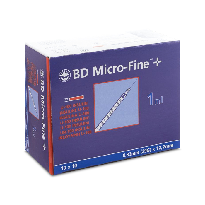 Image of BD Microfine+ Insulinespuit 1ml 29g 12,7mm - Ins U100 - 100 Stuks