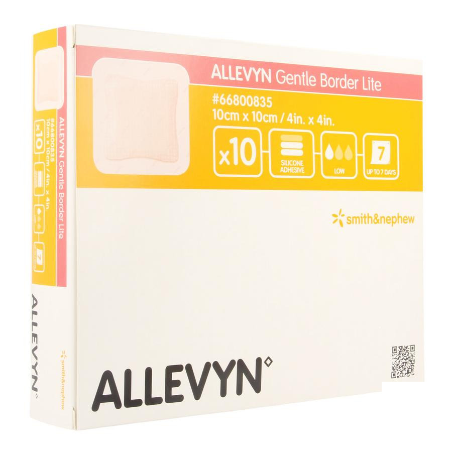 Image of Allevyn Gentle Border Lite 10x10cm 10 Stuks