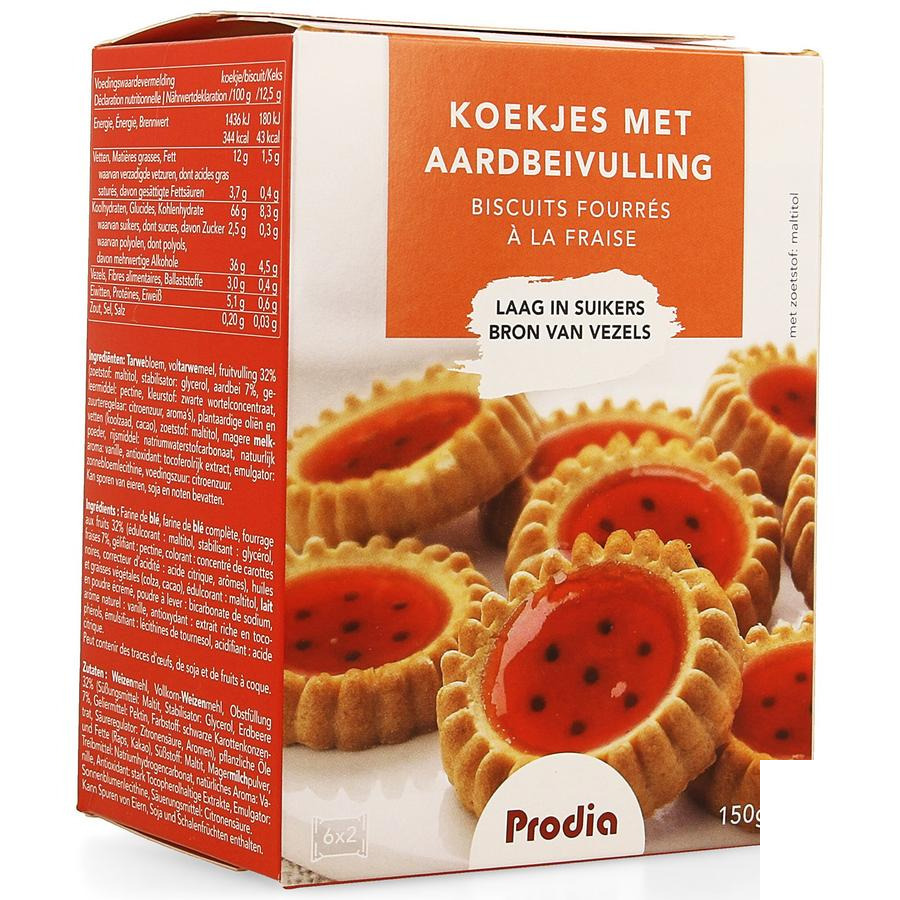 Image of Prodia Gevulde Koekjes Aardbei 150g