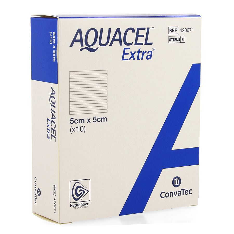 Image of Aquacel Extra Verband Hydrofiber + Versterking 5x5cm 10 Stuks