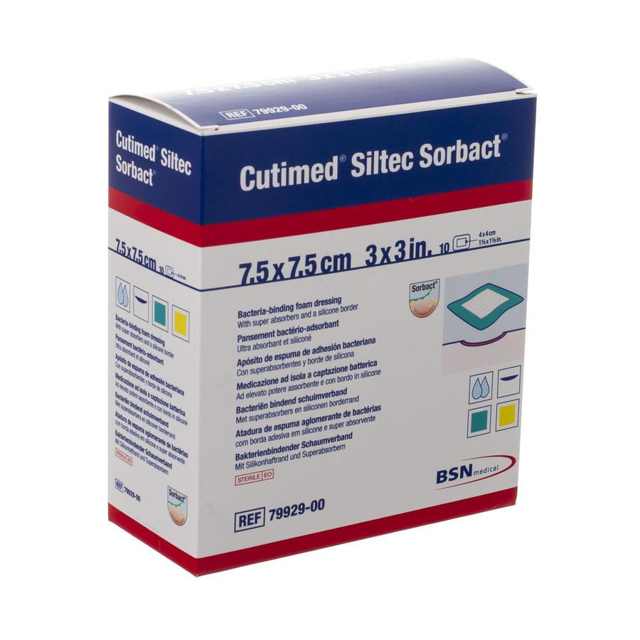 Image of Cutimed Siltec Sorbact Schuimverband 7,5x7,5cm - 10 Stuks