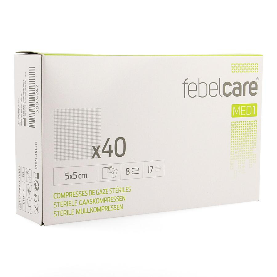 Image of Febelcare Steriel Gaaskompres 5x5cm 40 Stuks