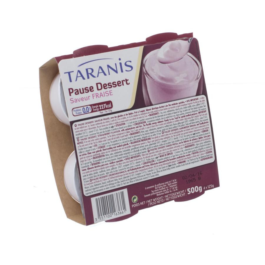 Image of Taranis Pause Dessert Smaak Aardbei 4x125g