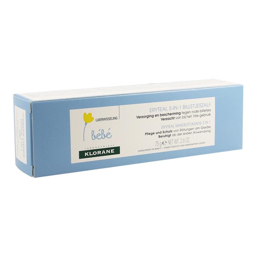 Image of Klorane Bébé Eryteal 3-in-1 Billetjeszalf Luierwissel 75g