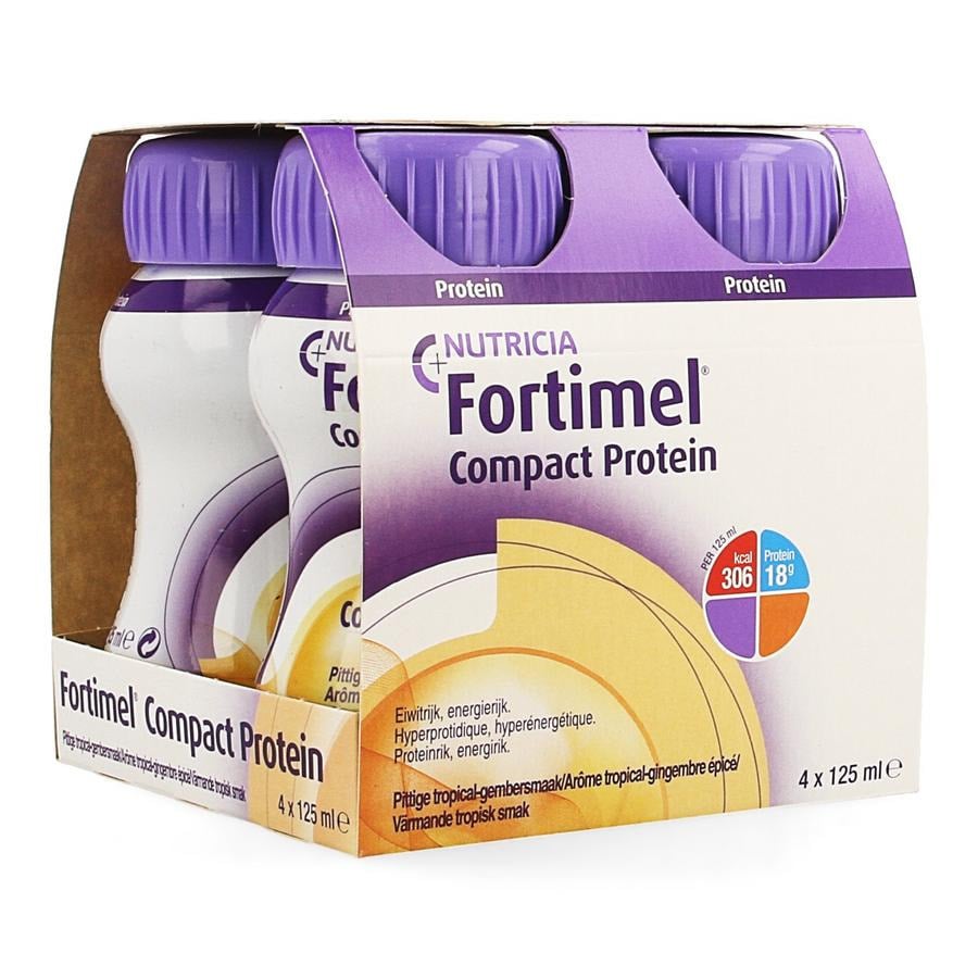 Image of Fortimel Compact Protein Pittige Tropical-Gember 4x125ml