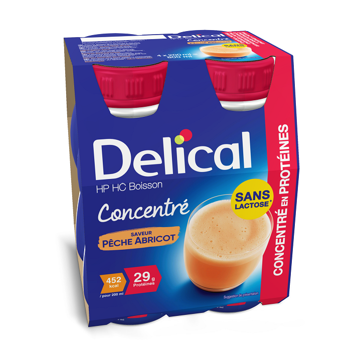 Image of Delical Geconcentreerde Drink HP-HC Perzik/ Abrikoos 4x200ml 