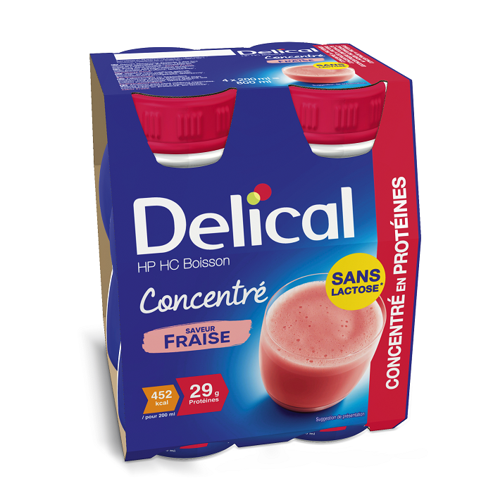 Image of Delical Geconcentreerde Drink HP-HC Aardbei 4x200ml 