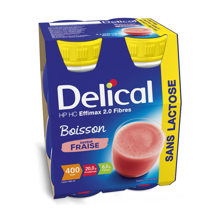 Image of Delical Effimax 2.0 Vezels Drink Aardbei 4x200ml 