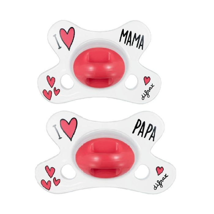 Image of Difrax Fopspeen Natural I Love Mama/Papa 0-6M 1 Stuk 