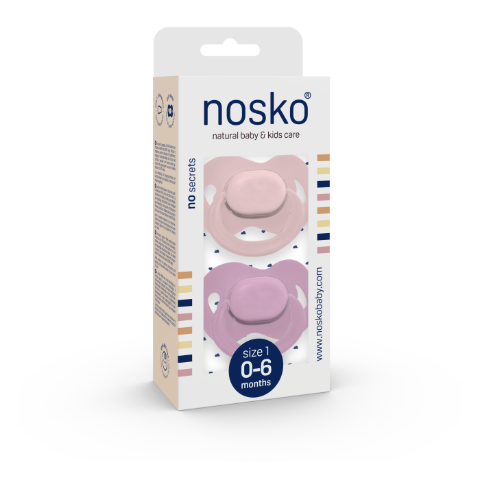 Image of Nosko Fopspeen Baby Pink + Lilac 0-6M 2 stuks