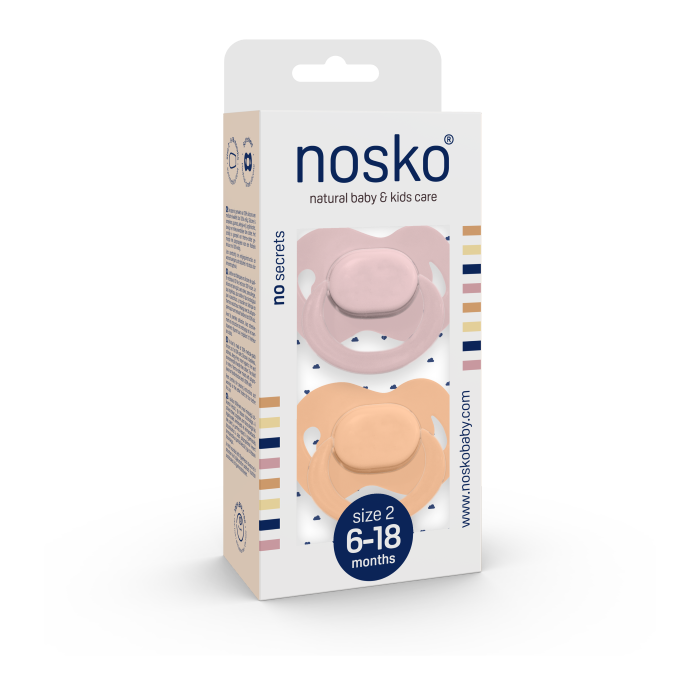 Image of Nosko Fopspeen Baby Pink + Peach 6-18M 2 Stuks 