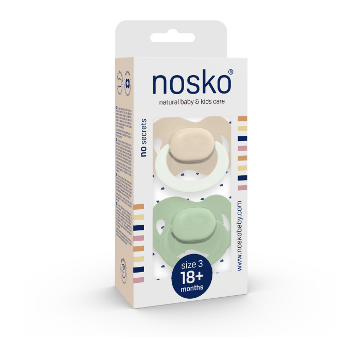 Image of Nosko Fopspeen Ivory Glow Dark + Mint 18+M 2 Stuks 