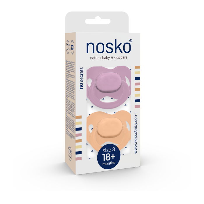 Image of Nosko Fopspeen Lilac + Peach 18+M 2 Stuks 