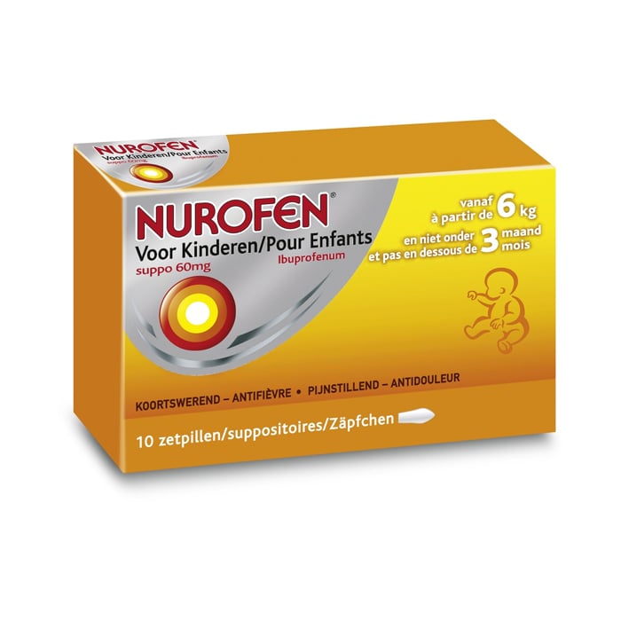 Image of Nurofen Kind 60mg +3 Maand 10 Zetpillen 