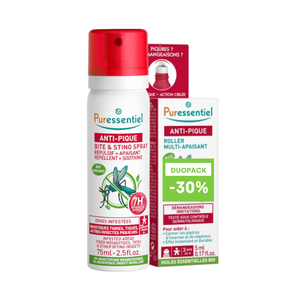 Image of Puressentiel Anti-Beet Promopack Insectenwerende Spray 75ml + Verzachtende Roller 5ml -30% 