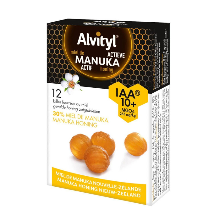 Image of Alvityl Actieve Manuka Honing IAA10+ Gevulde Zuigtabletten 12 Stuks 