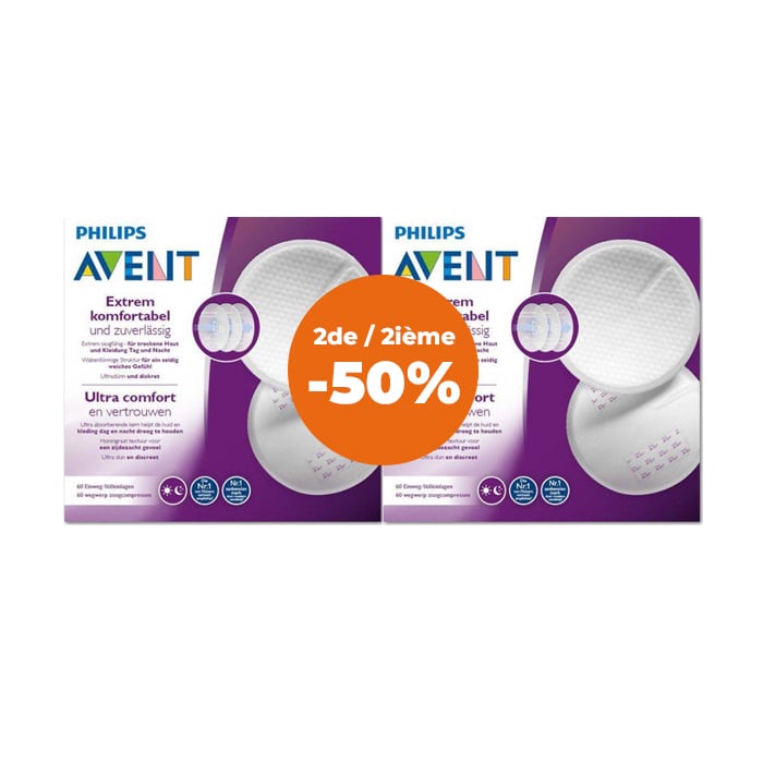 Image of Philips Avent Wegwerp Borstkompressen SCF254/61 Dag/Nacht 2x60 Stuks Promo 2de - 50% 