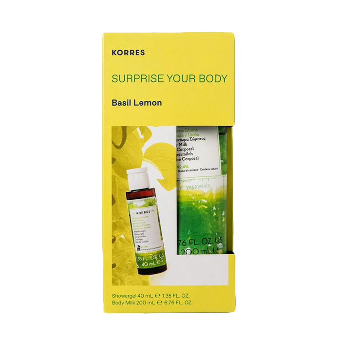 Image of Korres Basilicum-Citroen Surprise Mix: Hydraterende Bodymelk 200ml + Douchegel 40ml