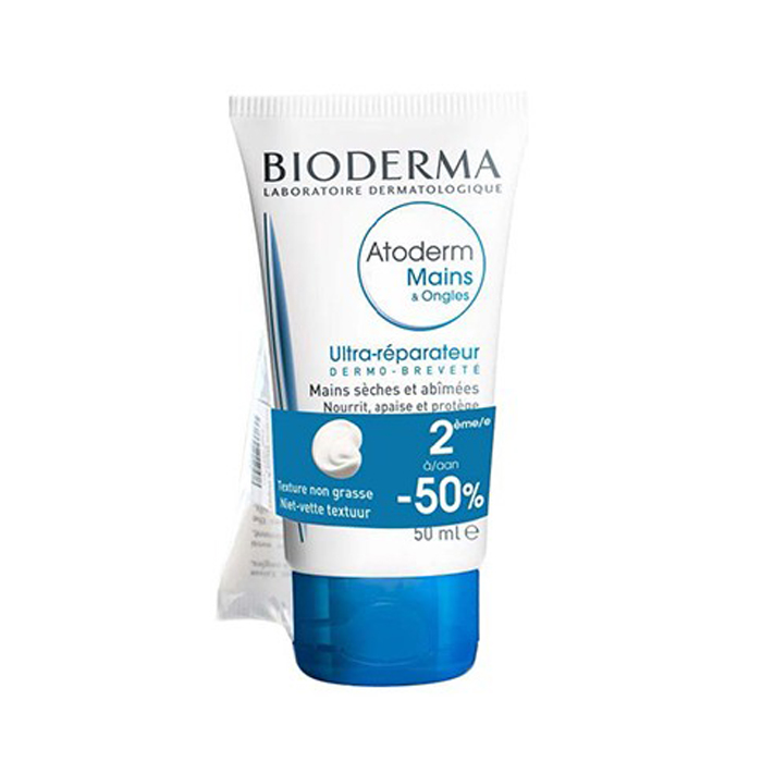 Image of Bioderma Atoderm Hand &amp; Nagelcrème Duopack 2x50ml PROMO 2de-50%