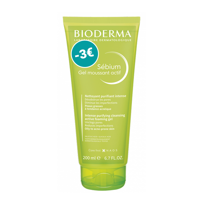 Image of Bioderma Sébium Intens Schuimende Reinigingsgel 200ml Promo- 3€ 