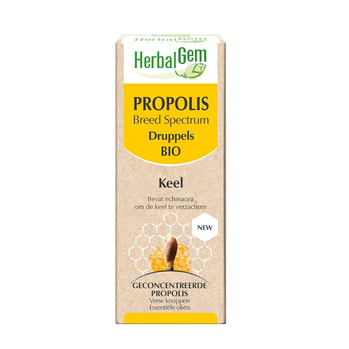 Image of HerbalGem Propolis Breed Spectrum Keel Druppels Bio 50ml 