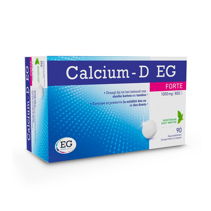 Image of Calcium-D Forte EG 1000mg/800 I.E. Munt 90 Kauwtabletten 