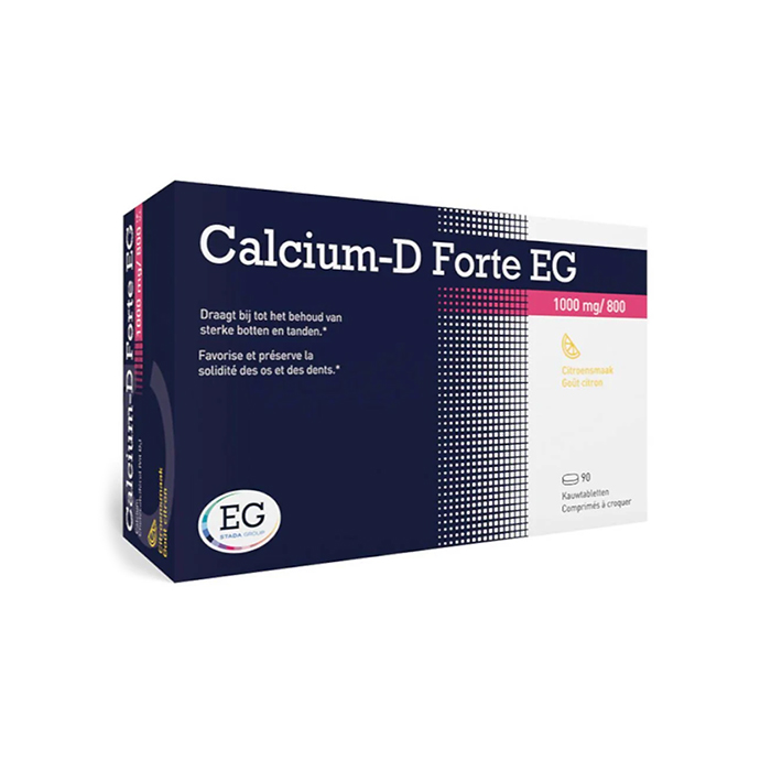 Image of Calcium-D Forte EG 1000mg/800 I.E. Citroen 90 Kauwtabletten 