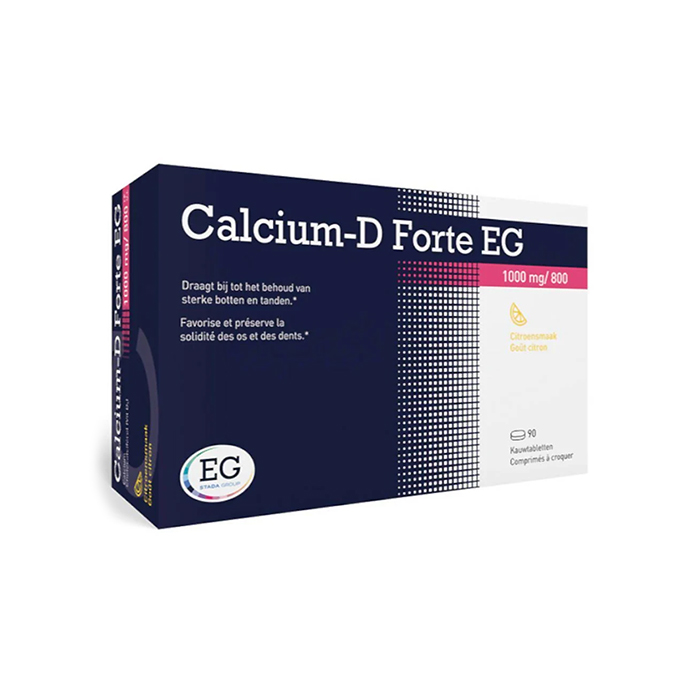 Image of Calcium-D Forte EG 1000mg/800 I.E. Citroen 90 Kauwtabletten