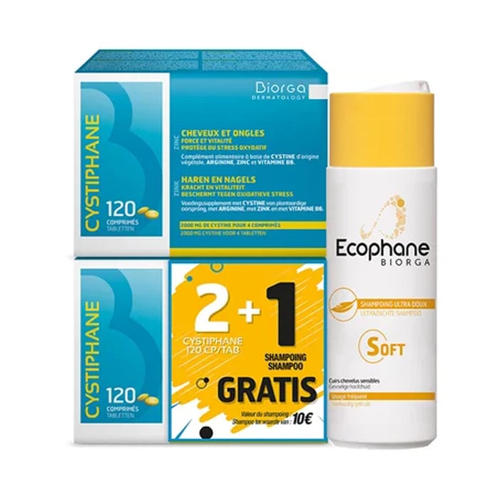 Image of Cystiphane Biorga Haar &amp; Nagels 2x120 Tabletten + Ecophane Biorga Ultrazachte Shampoo 200ml 
