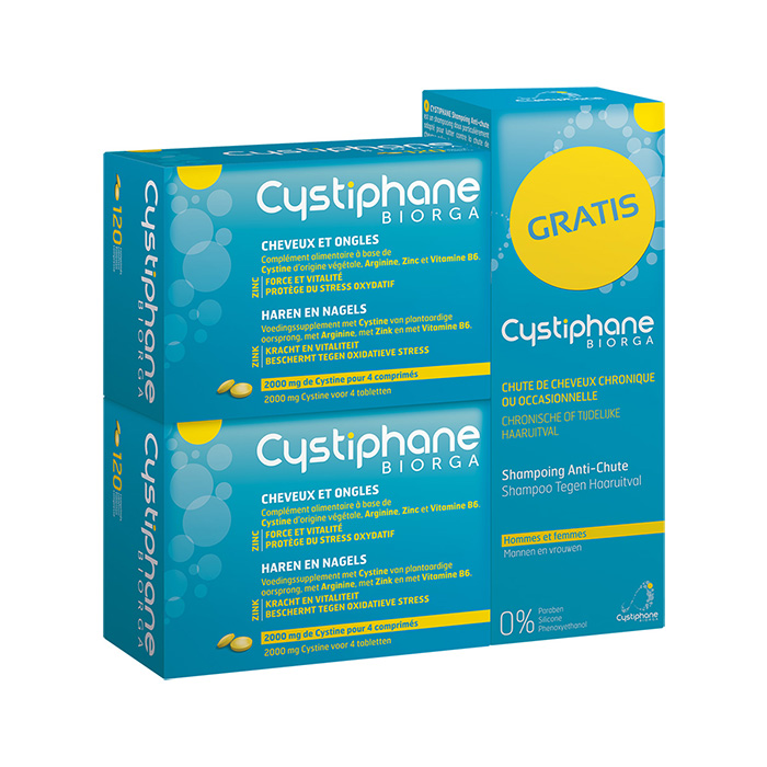 Image of Cystiphane Biorga Haar &amp; Nagels 2x120 Tabletten + Promo Gratis Shampoo Anti-Haaruitval 200ml