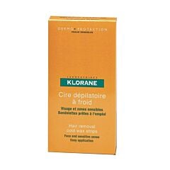 Klorane Amande Douce Bandelettes de Cire Froide, Visage & Zones Sensibles 6x