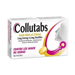 Collutabs Maux de Gorge Goût Miel & Citron 36 Pastilles
