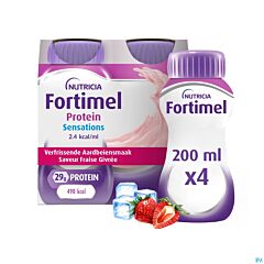 Fortimel Protein 2.4kcal Saveur Fraise Rafraîchissante 4x200ml