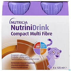 NutriniDrink Compact Multi Fibre Arôme Chocolat-Caramel Bouteilles - 4x125ml