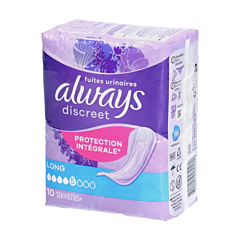 Description de Always Discreet Serviettes Longues Fuites Urinaires - 10 Pièces