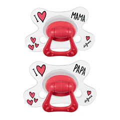 Difrax Sucette Natural I Love Mama/Papa 20M+ 1 Pièce