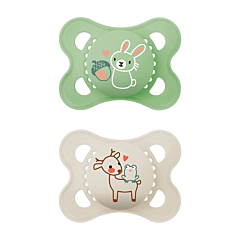 Mam Fopspeen Original Pure Silicone 0-6m Groen/Beige Dieren - 2 Stuks