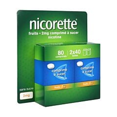 Nicorette Fruit 2mg - 80 Zuigtabletten