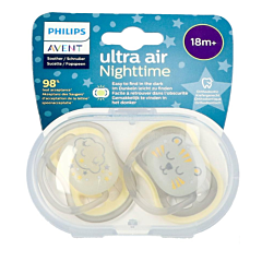 Philips Avent Sucette +18m Air Night Neutral - 2 Pièces