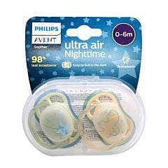 Philips Avent Ultra Air Nighttime Étoile & Hibou 0-6m - 2 Sucettes