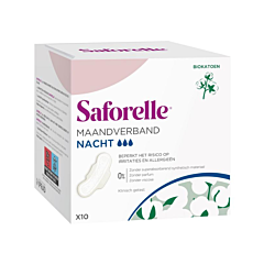 Saforelle Maandverband Nacht Biokatoen - 10 Stuks