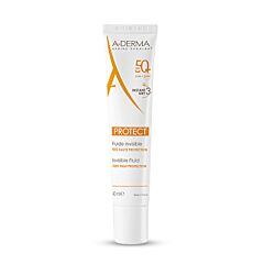 A-Derma Protect Onzichtbare Fluid SPF50+, Zeer hoge zonnebescherming, Fragiele gemengde tot vette huid 40ml