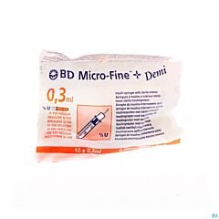 BD Microfine+ Seringue à Insuline Demi 0,3ml 30g 8mm 10 Pièces
