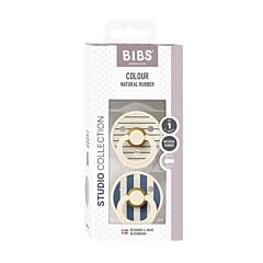 Bibs Studio Colour Sucettes 2 Pièces - Pinstripe Ivory/Steel Blue Mix 0-6M