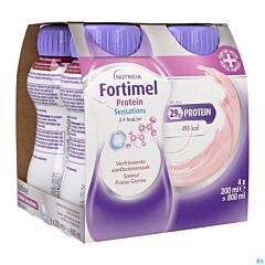 Fortimel Protein 2.4kcal Saveur Fraise Rafraîchissante 4x200ml