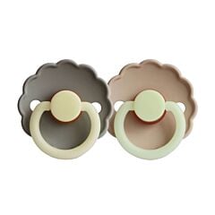 Frigg Daisy Night Tétine Duo - Portobello/Croissant - 6-18 Mois - Taille 2 - 2 Pièces