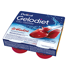 Delical Gelodiet Eau Gélifiée Sucrée Grenadine Pot 4x120g