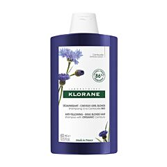 Klorane Centaurée BIO Shampooing Déjaunissant, Neutralise & ravive, Cheveux gris & blonds, blancs  400ml